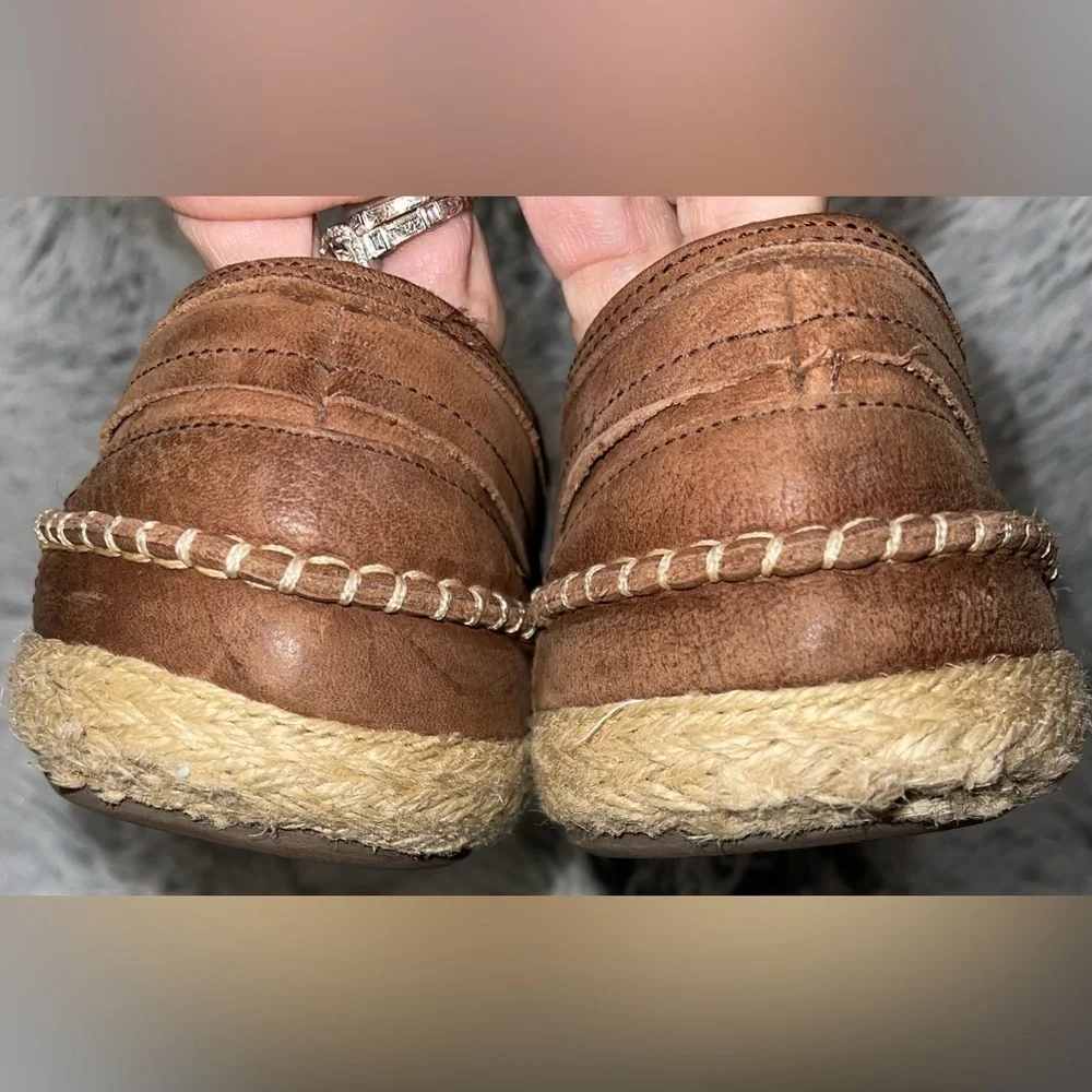 COLE HAAN Mens 9.5 M Brown Leather Jute Rope Casual Slip-On Loafers